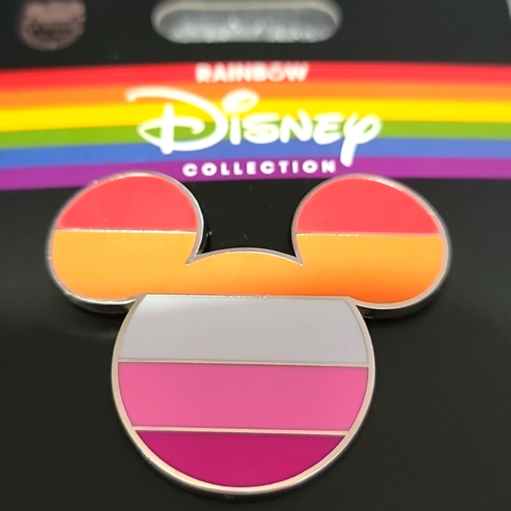 Nwt Disney Mickey Mouse Head Rainbow Pride Collection Lesbian Flag Pin LGBTQIA+